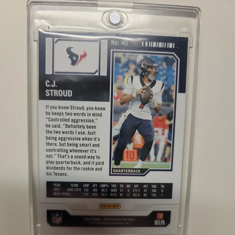 2023 Panini Contenders CJ STROUD Texans RC Rookie Card Season Ticket #40